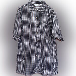 Canyon River Blues Men's Cotton Blue Gold White Checkered Button Down Shirt XL